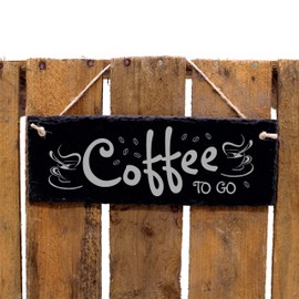 Coffee To Go Sign Made of Slate Engraved Sale Coffee to Take Away - Coffee Decoration Coffee Drinker Kitchen Door Sign 22 x 8 cm