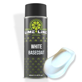 LiME LiNE Premium Automotive Basecoat Aerosol Spray Paint - Fast Drying - Custom Paint, Must Be Clearcoated (White Basecoat)