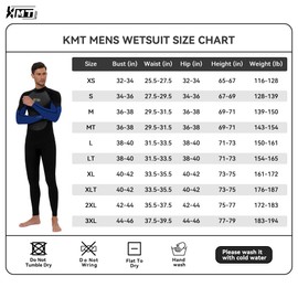 KMT Wetsuit for Men, Mens 3/2mm Wetsuits Full Ultraflex Wet Suits Back Zip Keep Warm in Cold Water High-Elasticity CR Fabric