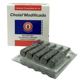 Cholal*Modificado, Vitamina B12 y Minerales, Suplemento Alimenticio, caja con 10 ampolletas de 5 ml