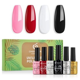 CHERIMOYA Kit de Esmalte Uñas de Gel Con Base y Top Coat 4 Colores de Gel