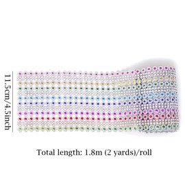 Honbay 4.5 Inch x 2 Yards Sparkling Flower Shape Diamond Mesh Wrap Roll Faux Crystal Rhinestone Mesh Ribbon for Wedding, Birthday, Baby Shower, Arts & Crafts,etc (Colorful)