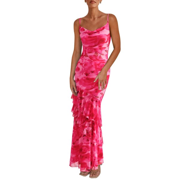 PRETTYGARDEN Maxi Dresses for Women 2025 Summer Tiered Floral Beach