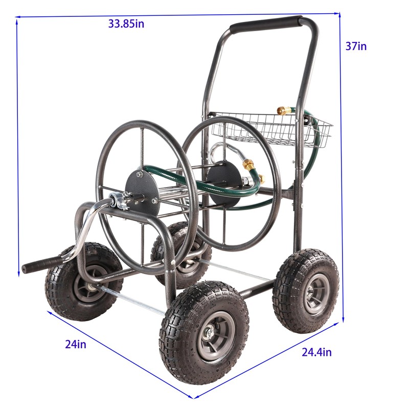 Garden Hose Reel Cart，Equipped with 10-inch air tire wheel,humanized crank
