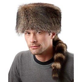 frr Raccoon Fur Coonskin Cap (M) Grey