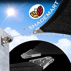 ShadeMart Heavy Duty 6' x 6' Black Sun Shade Rectangle Shade Sail Super Ring Canopy Awning Shades for Patio Carport Yard UV Blockage Commercial Grade 260 GSM, We Custom Size