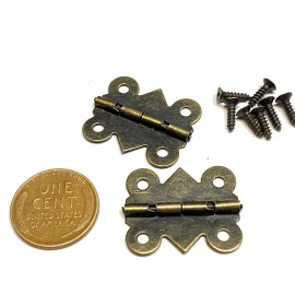 Butterfly 2 x Butterfly Bronze butt Hinge Jewelry Mini box Door Cabinet Tiny 24mm x 20 B24