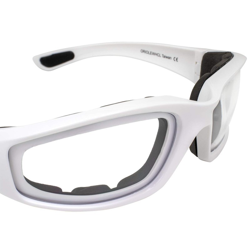 CAHHCA Motorcycle Riding Glasses Clear Lenses with Foam Padding, White