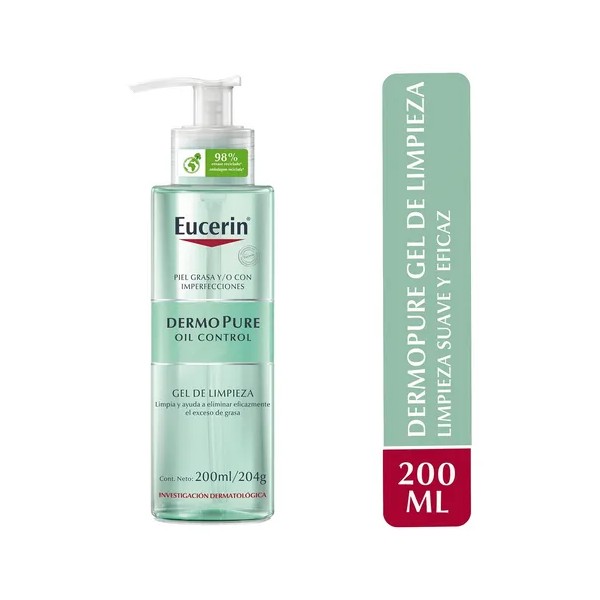 Eucerin DermoPure Gel Limpiador Facial, Piel Grasa e Imperfecta, 200