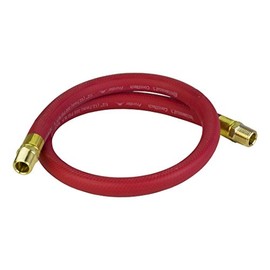 PneumaticPlus RED EPDM synthetic Rubber Air & Water Hose 1/4" ID x 0.53" OD with 1/4" NPT Male Fitting Connections (10 FT)