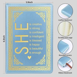LBWCER Inspirational Gifts for Women,Notebooks for Work,200 Pages, A5 Hardcover Leather Journals for Writing,School,Travel,Business,Work,Home (SHE is Sky blue)