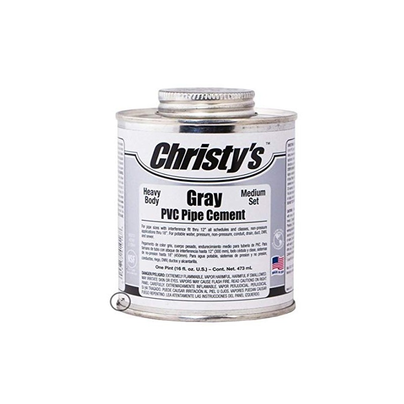Christy RHBGLVPT Gray Heavy PVC Cement Pint Low, 16 fl.