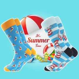 BONANGEL Fun Socks,Funny Socks for Men Novelty Crazy Crew Dress Socks,Cool Cute Food Graphic Animal Socks
