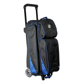 ELITE Deluxe 3-Ball Roller Bowling Bag | Spacious Bowling Bags | Rolling Bag with 5” Smooth and Sturdy Wheels | Holds Up to 3 Bowling Balls | Built-in USB Charging Port