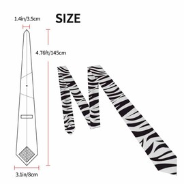 Yekiua Zebra Texture Men's Tie Animal Print Plaid Stripe Formal Business Wedding Neckties Ties For Men Black White