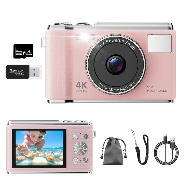 4K Digital Camera, True 50MP Vlogging Camera with 32G TF
