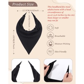 HAIMEIKANG - Pañuelo para el cabello floral para mujer, banda elástica para el cabello, de gasa, vintage, triangular, elegante, bufanda para la cabeza para niñas (negro + blanco + rojo vino)