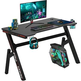 Computer Desk,Gaming Desk43.2'/ 45.2"/47.2" Student PC Desk Writing Desk Office Desk Extra Large Modern Ergonomic Racing Style Table Workstation Carbon Fiber Cup Holder Headphone Hook (45.2 inches)