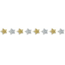 kokoni (Birthday Christmas) Star Garland, Gold/Silver, String Approx. 3.3 ft (1 m), Star Approx. 2.6 inches (6.5 cm), 8P (Made in Japan, Gold, Silver, Star, Sparkle, Sparkle, Star Garland, Wedding,