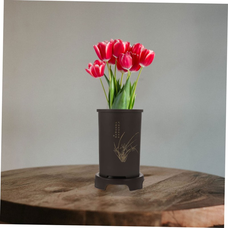 BESPORTBLE 1set Orchid Pot with Tray Elegant Indoor Flower Planter