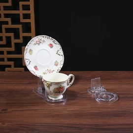 ROORUZ 12 Pcs Tea Cup and Display Stand Teacup Holder Rack China Taiwan Made （Clear Color）