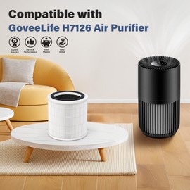 H7126 Replacement Filter Compatible with GoveeLife Mini Air Purifier H7126, 3-in-1 H13 True HEPA with 6 pcs Aroma Pads, H7126-RF, 2 Pack