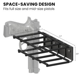 UNITEDPOWER Wall Mount Pistol Rack, 4 Handgun Holder for Gun Cabinet Storage, Revolvers Safe Organizer, Metal Gun Stand Fit Most Pistols with laser sights