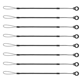 8pcs Elastic Tether Lanyard, 9.8 Inch Pen Leash Anti-Lose Stylus Tether Retractable Spring Coil Strap Stylus Lanyard Cord for Tether Drawing Pen to Tablet Touchscreen (Black)