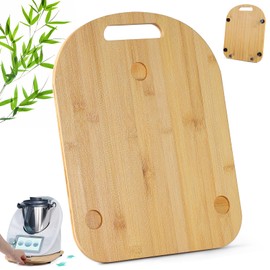 EFUTURETIME Sliding board for Thermo-mix TM5 TM6 accessories, 36 x 28 x 1 cm bamboo rolling board with 4 rubber floor mats and wheels for effortless movement