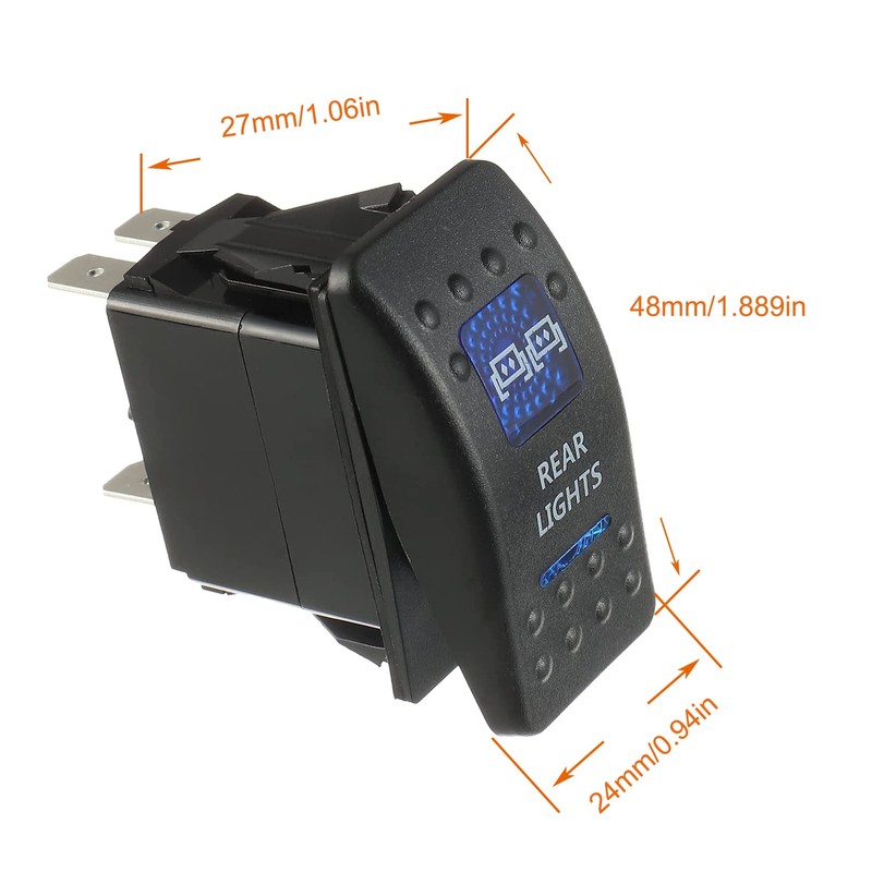 HUAREW 12V 20A Rocker Switch Panel Blue LED Light, Waterproof