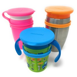 Koaii Baby Custom Replacement Silicone Lids Compatible For All Munchkin Miracle 360 Cups. More Color Combination Available. Set Of Three In Pink, Blue & Orange.
