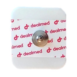 Dealmed Disposable Snap ECG Electrodes with Pregelled Ag/AgCl Sensor Gel Adhesive Stress Test Single 35mm x 40mm, 50 Count (Pack of 1)