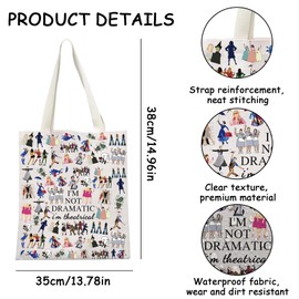 Broadway Character Musical Tote Bag Theatre Cosmetic Bag Theatre Fans Gift I'm Not Dramatic I'm Theatrical Musical Makeup Pouch Broadway Musical Theatre Gift Tote