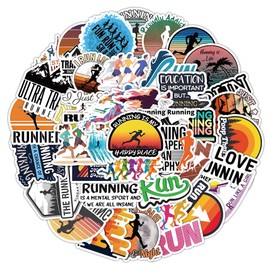 Running Stickers 100 Pcs Vinyl Funny Run Sport Stickers for Laptop Luggage Phone Water Bottle Bumper Car Skateboard Bike,Waterproof Running Workout Stickers for Adults Teens Girls