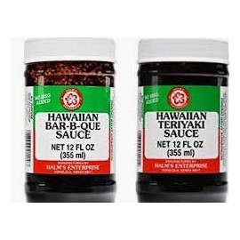 (Pack of 2) Halms Hawaiian Bar-B-Que 12 Oz. & Halms Hawaiian Teriyaki Sauce 12 Oz.