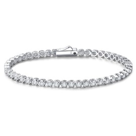 CACESTONE Moissanite Tennis Bracelet 1.44-1.71Carat Moissanite Bracelets for Women Men 925 Sterling Silver 3mm D Color VVS1 Round Cut Lab Created Diamond Tennis Bracelet with GRA Certificate