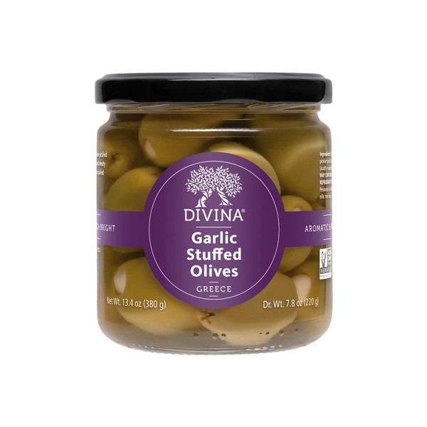 Divina All-Natural Garlic-Stuffed Olives, 13.4 Ounce