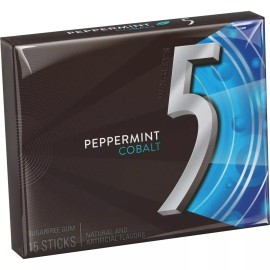 Wrigley's 5 Cobalt Peppermint Chewing Gum 15 Sticks 20 Packs Free Shipping