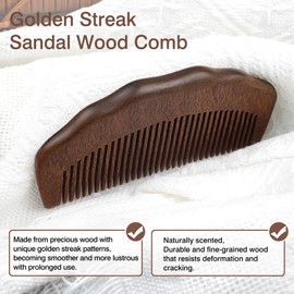 Natural Sandalwood Wide-Tooth Comb – Anti-Static Hair Detangler & Scalp Massager