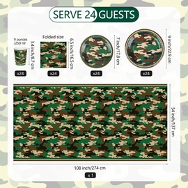 Kochorie 97 Pieces Camouflage Party Supplies Camo Disposable Tableware Set