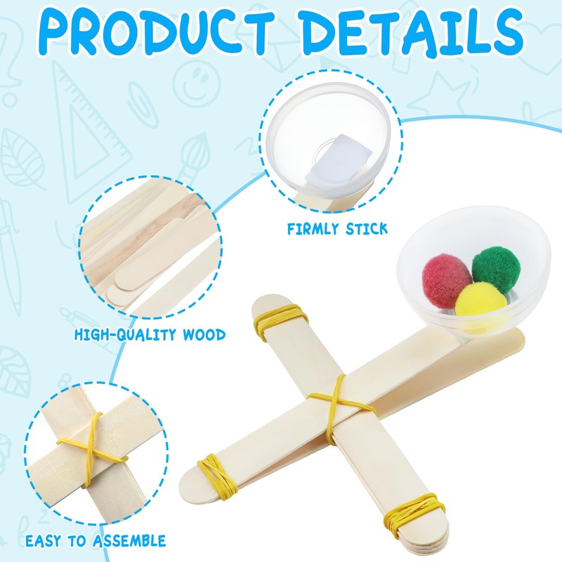 Foilswirl 24 Sets Stem DIY Catapult Craft Kit Craft Stick