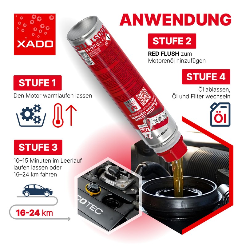 XADO RED Flush Engine Oil Flush Cleaner - Removes Carbon