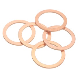 MECCANIXITY 5Pcs Flat Washer, M33 Copper Washers Copper Sealing Ring Crush Washer Kit Assortment, 33mm ID, 40mm OD, 1.5mm Thick for Bolts Screws Machinery Repair