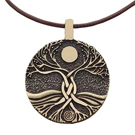 Viking Tree of Life Pendant Necklace for Men Women, Moon Pendant Jewelry Nordic Myth Celtic Knot World Tree Necklace, 60cm Chain Vintage Viking Necklace Charm Christmas Jewelry Gift for Women Men