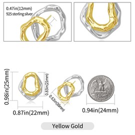 Surrounded Forest Two-Tone Dangle Hoop Earrings Double Circle Round Drop Earrings 18k Gold Front Back 2 in 1 Stud Earrings