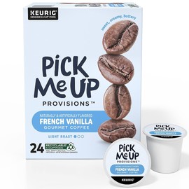 Pick Me Up Provisions French Vanilla Coffee K-Cup Pods, Light Roast, 24 Pack