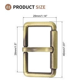 SUIKIHUM 4 Pack Roller Belt Buckle, 0.6 Inch Single Prong Belt Buckle, Roller Pin Buckle Zinc Alloy for Belt Bag Keychain, Bronze