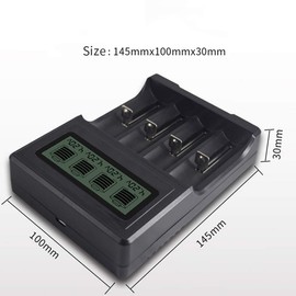 CITYORK 4 Bay 18650 Charger with LCD Display Independent Slot for 18650,20700,26650,10340,10350,10440,10500,12500,12650,13500,13650,14350,14430,14500,14650,16500,16340(RCR123) Li-ion Batteries Etc...