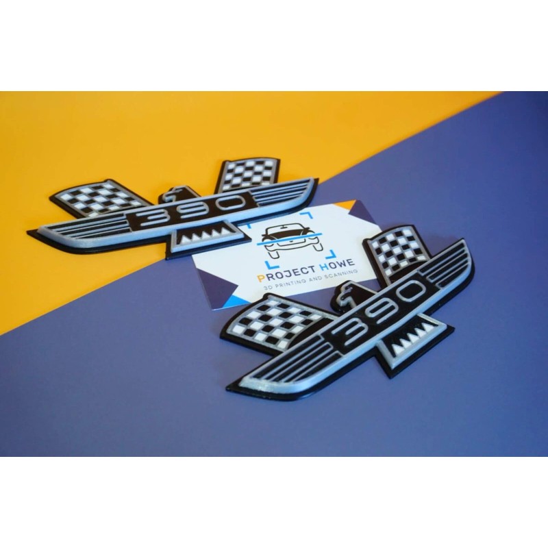 Project Howe Ford Thunderbird 390 Emblem PAIR - BLACK SILVER