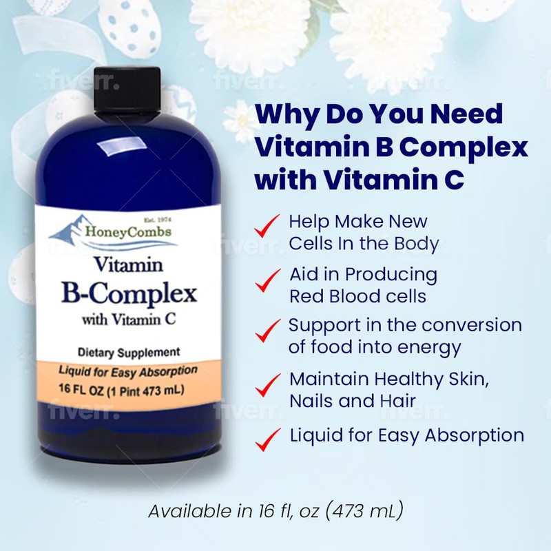 HoneyCombs Vitamin B Complex Drops – Liquid Supplement with Vitamin